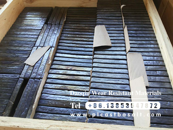 cast basalt tile packaging in wooden case